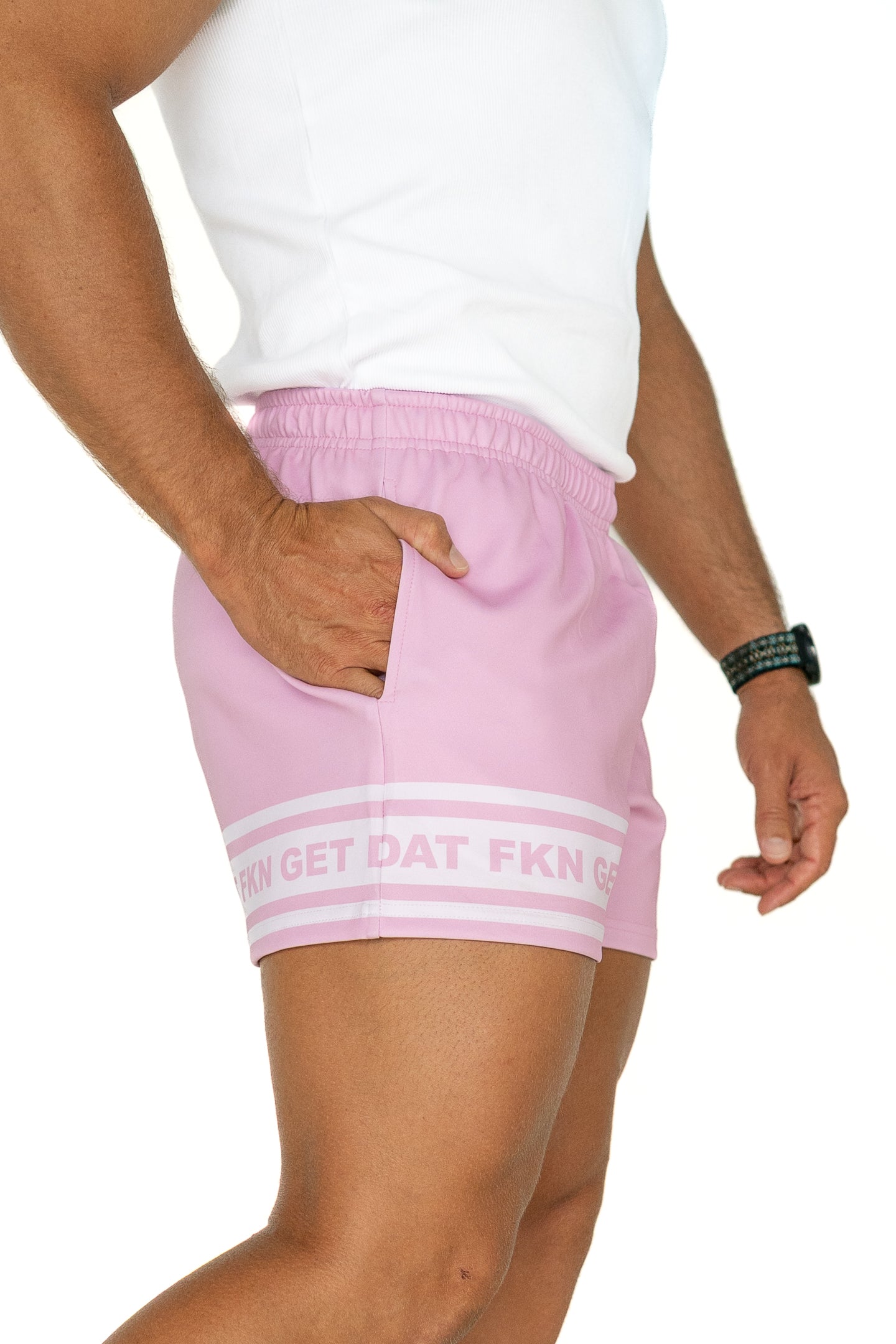 FKN GET DAT Footy Shorts - Pink