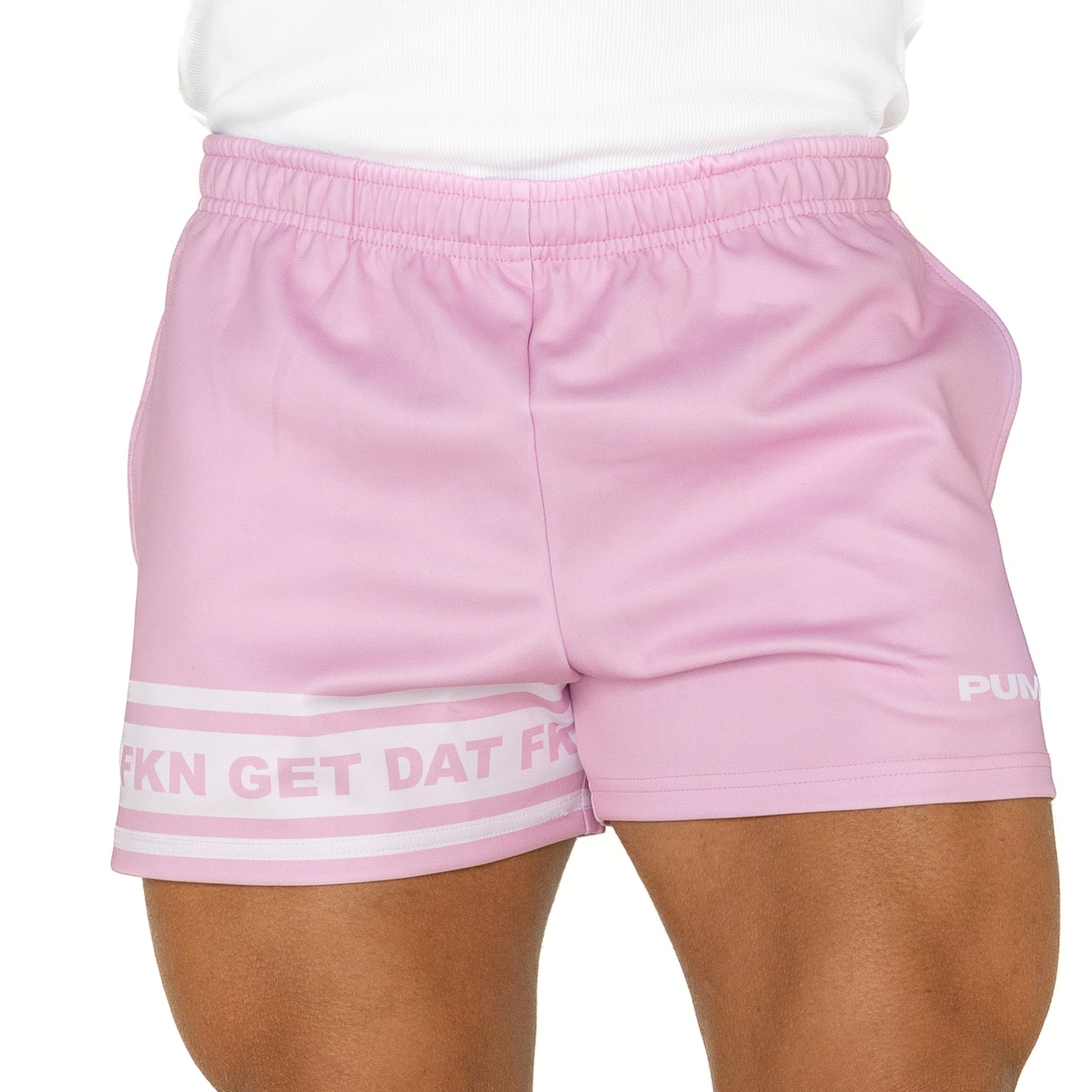 FKN GET DAT Footy Shorts - Pink