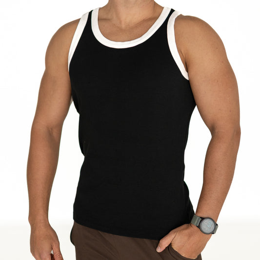 Organic Ribbed Singlet - Monochrome