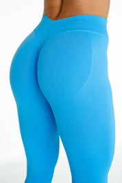 V-Back Leggings - Blue