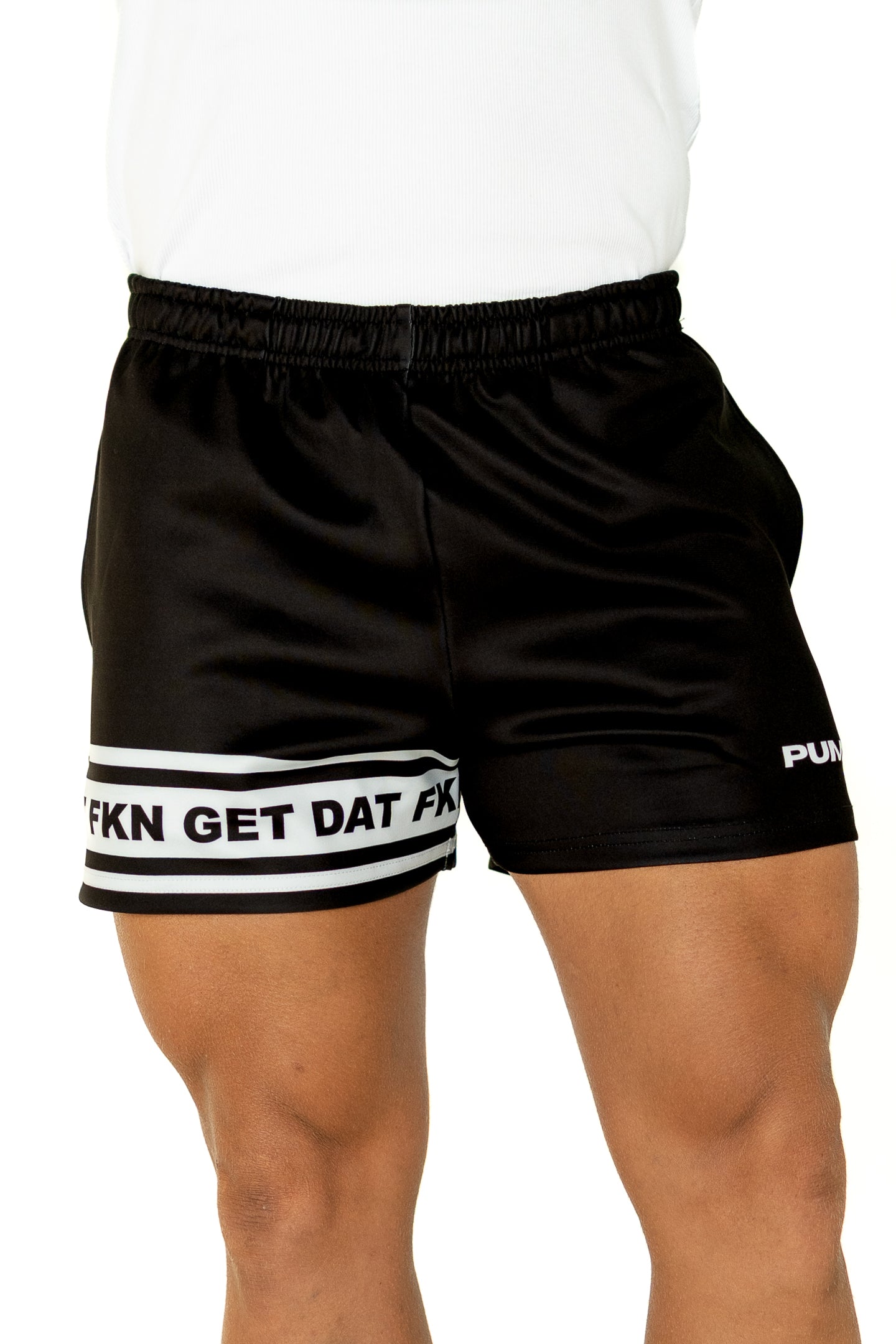 FKN GET DAT Footy Shorts - Black