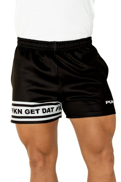 FKN GET DAT Footy Shorts - Black