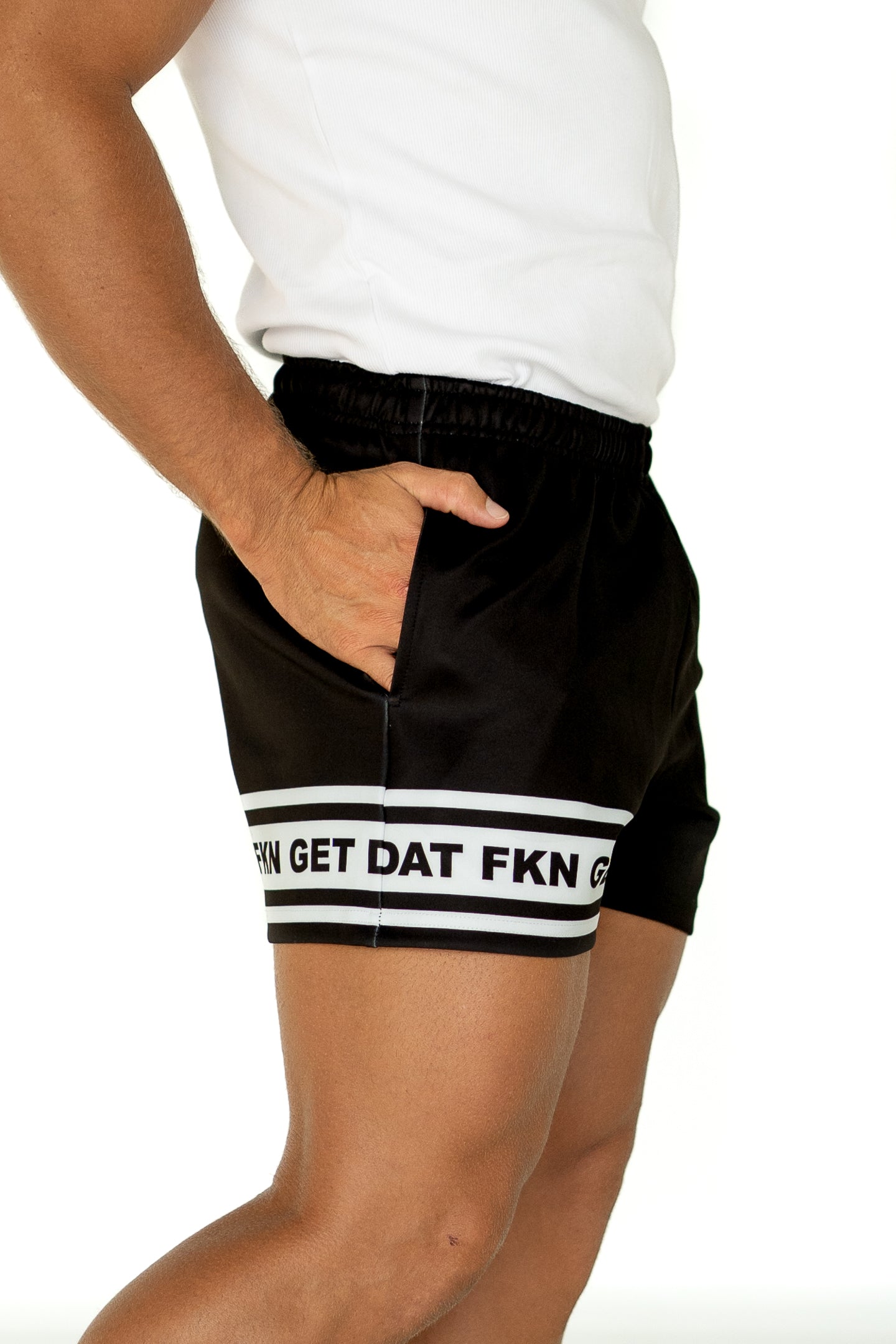 FKN GET DAT Footy Shorts - Black