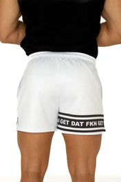 FKN GET DAT Footy Shorts - White