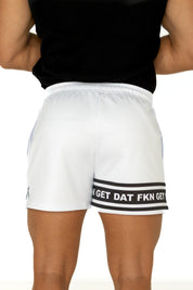 FKN GET DAT Footy Shorts - White