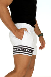 FKN GET DAT Footy Shorts - White
