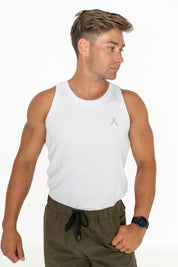 Organic Ribbed Singlet - White