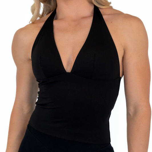 Aura Halter Singlet - Black