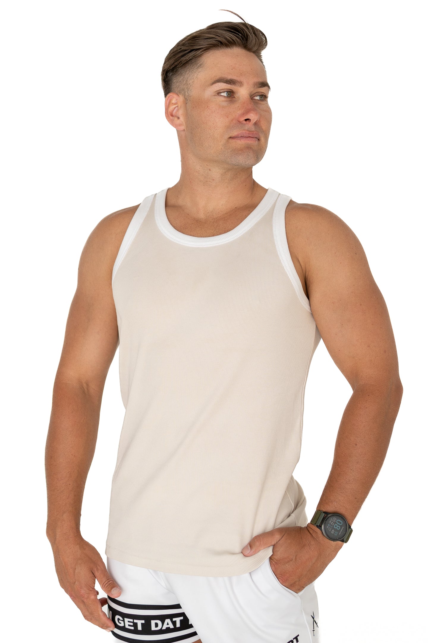 Organic Ribbed Singlet - Beige