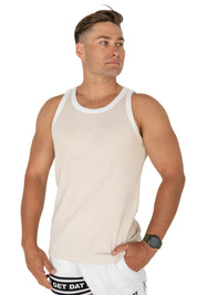 Organic Ribbed Singlet - Beige