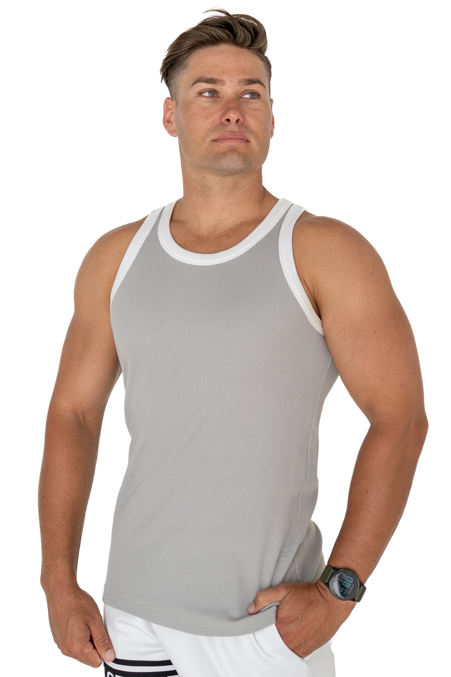 Organic Ribbed Singlet - Grey
