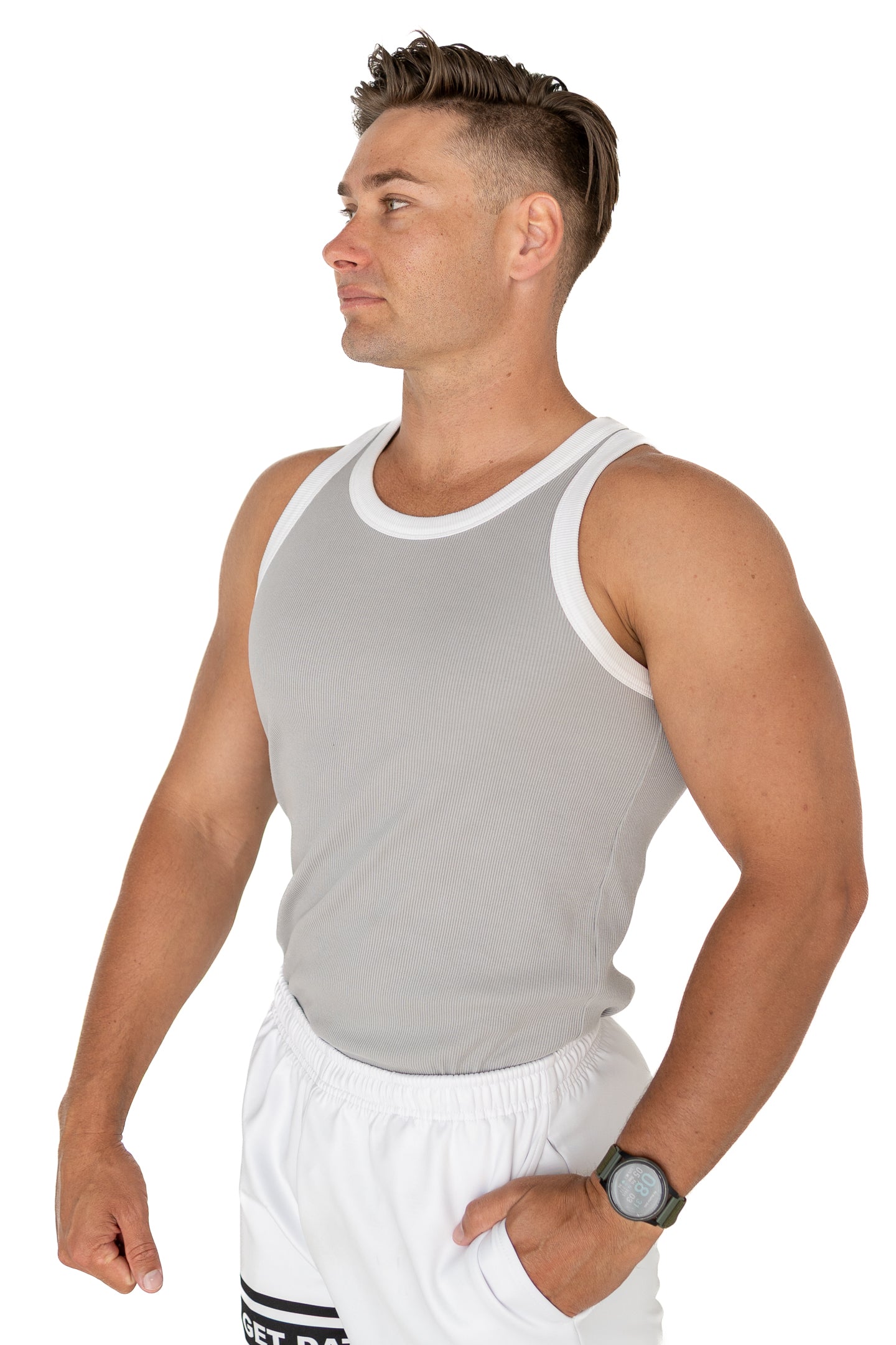 Organic Ribbed Singlet - Grey