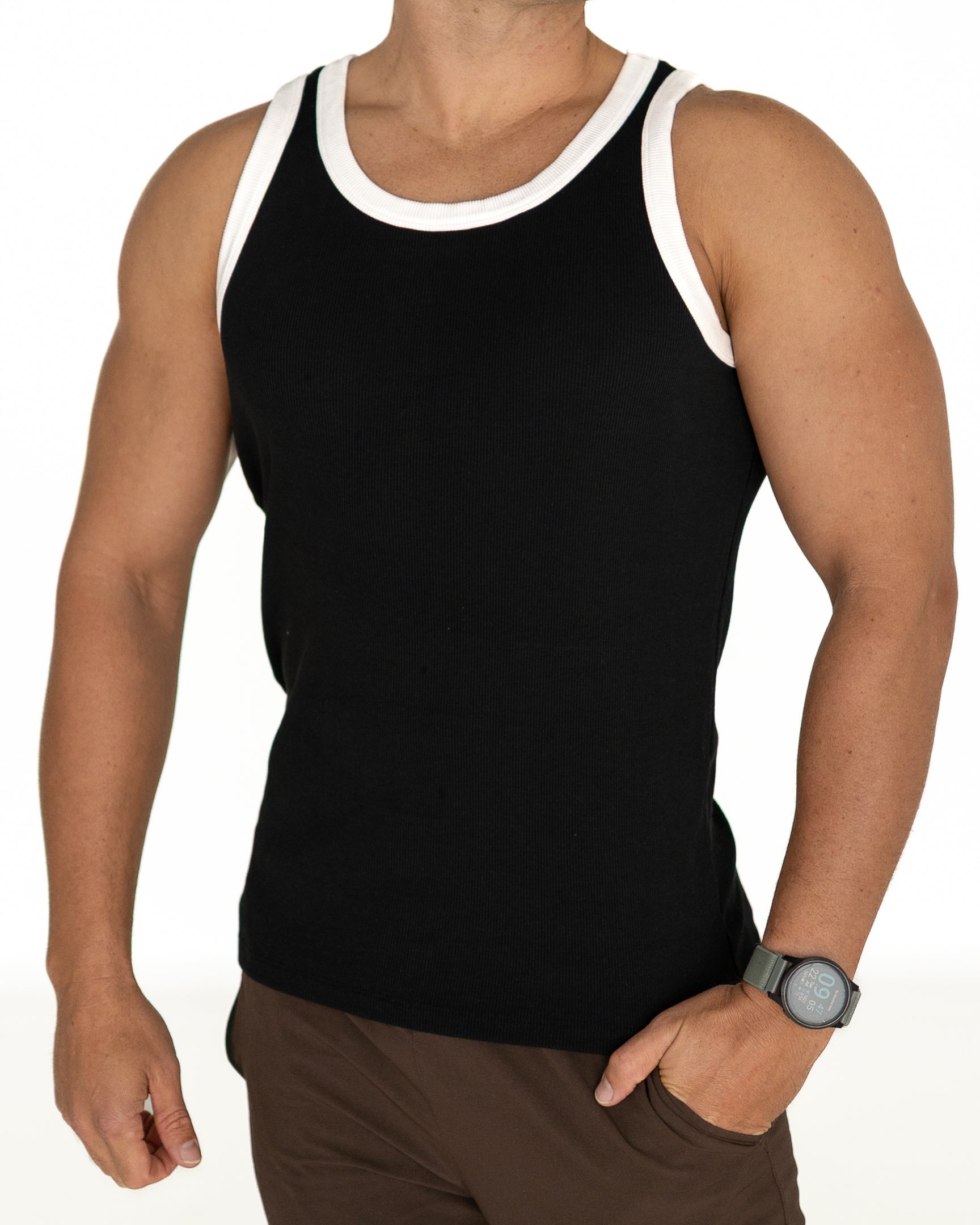 Organic Ribbed Singlet - Monochrome