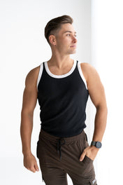 Organic Ribbed Singlet - Monochrome