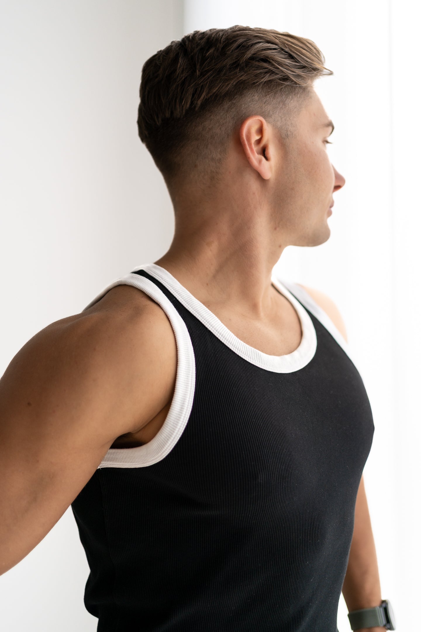 Organic Ribbed Singlet - Monochrome