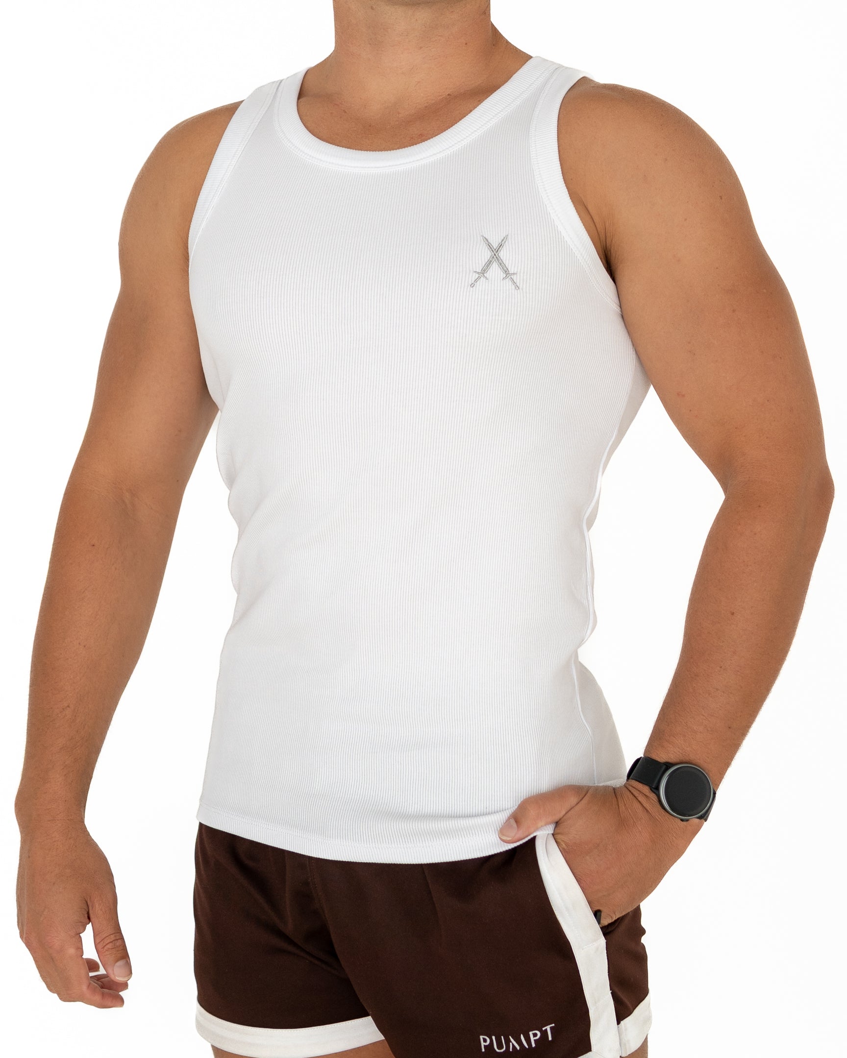 Organic Ribbed Singlet - White